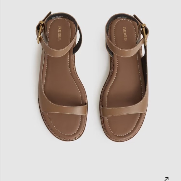 REISS Tan Leather Slingback Sandals Size 7.5 - Picture 2 of 12